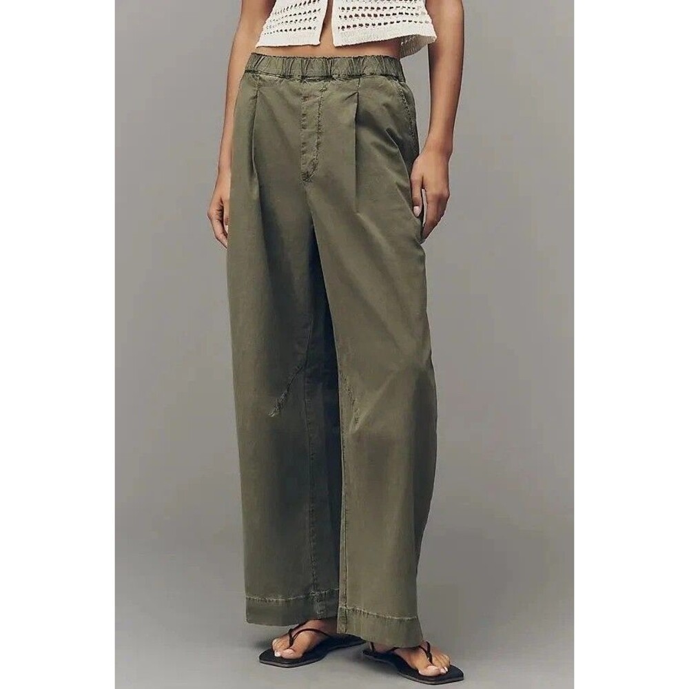 By Anthropologie Vintage Foldover Pants Barrel-Leg Pull-On Embroidered M 288556
